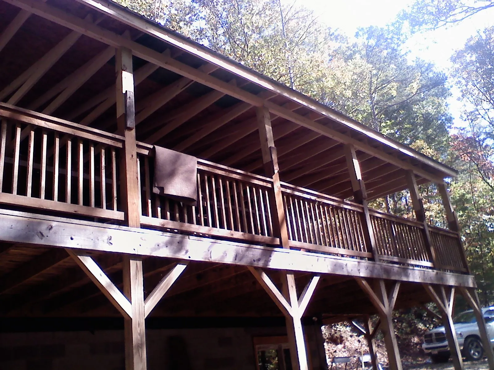 Timber framing under a new elevated porch and deck — Roof Leak Repair in Rachel by Roofing Brothers